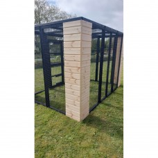 Freestanding Catio enclosure 6ft x 9ft x 6ft tall With Black 16g wire mesh & Tongue and groove boarded corners 